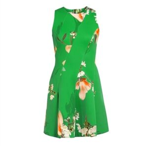 NWOT Ted Baker Women Green All-Over Printed Skater Dress